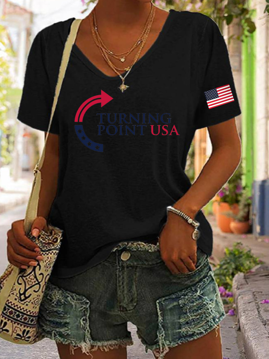 Women's Charlie Kirk Turning Point USA Trump Commemorative T-shirt