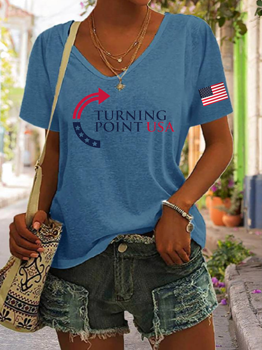 Women's Charlie Kirk Turning Point USA Trump Commemorative T-shirt