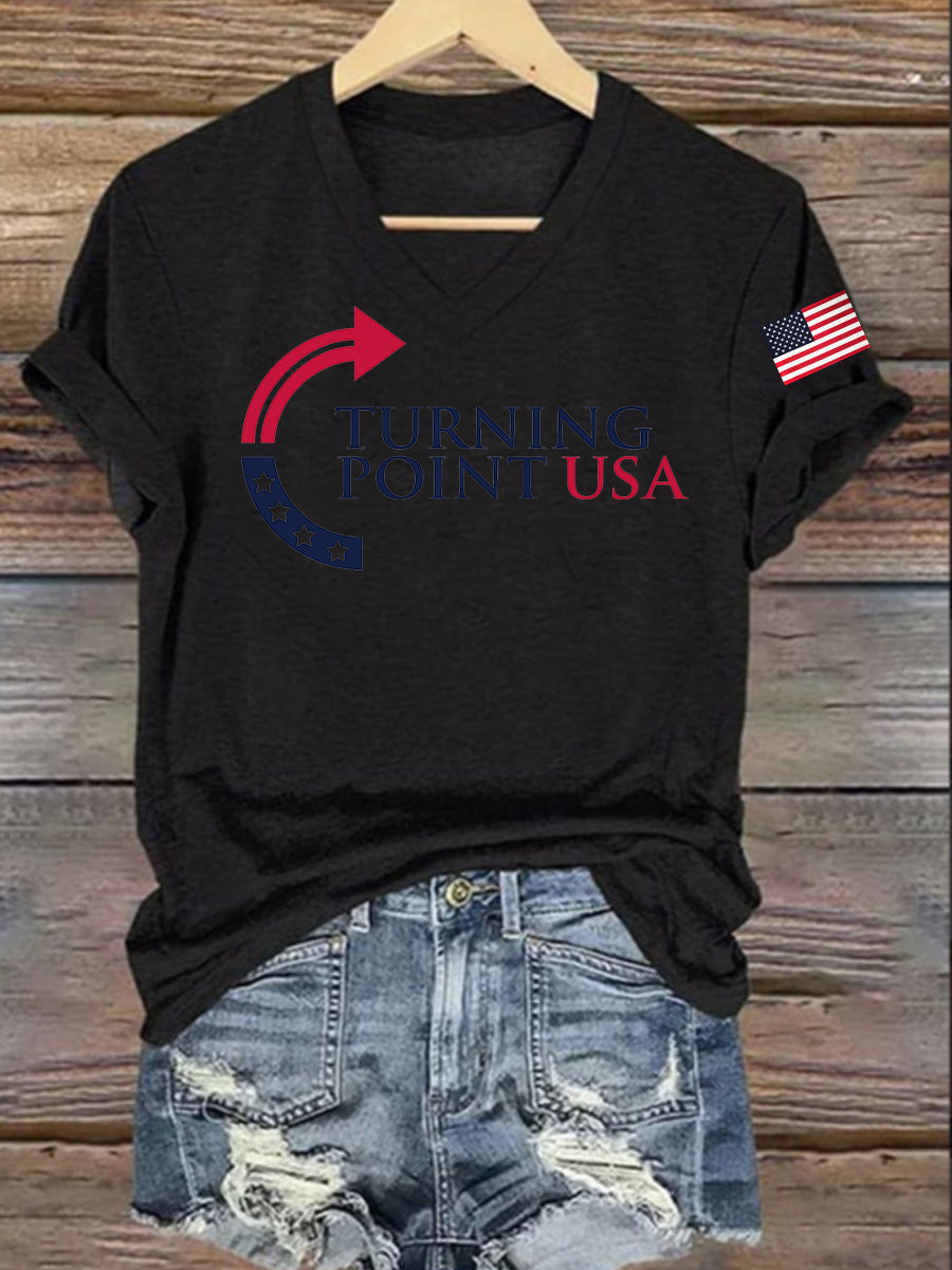 Women's Charlie Kirk Turning Point USA Trump Commemorative T-Shirt