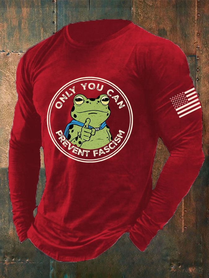 Men's Frog ONLY YOU CAN PREVENT FASCIS Print Casual T-Shirt