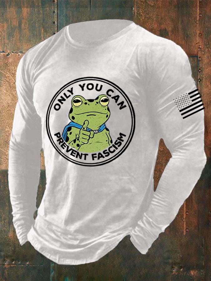 Men's Frog ONLY YOU CAN PREVENT FASCIS Print Casual T-Shirt