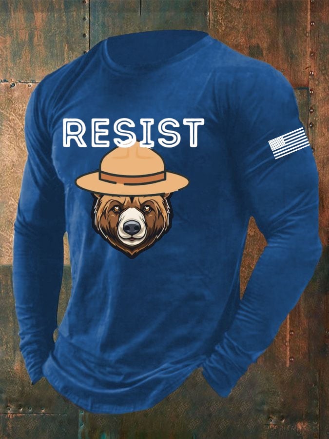 Men's Vintage Bear Resist Printed Casual T-shirt