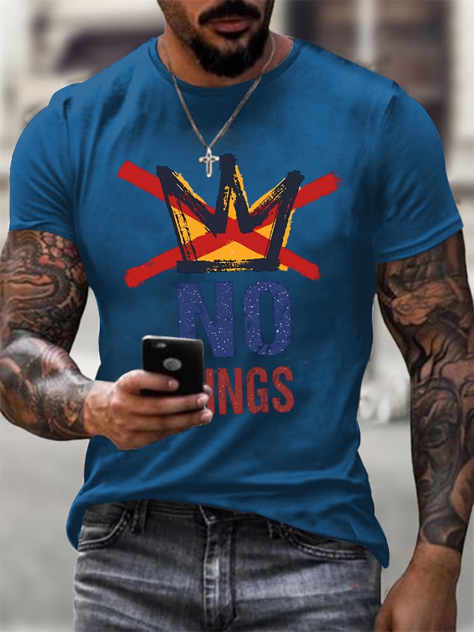 Men's No KINGS Retro Graphic Print T-Shirt