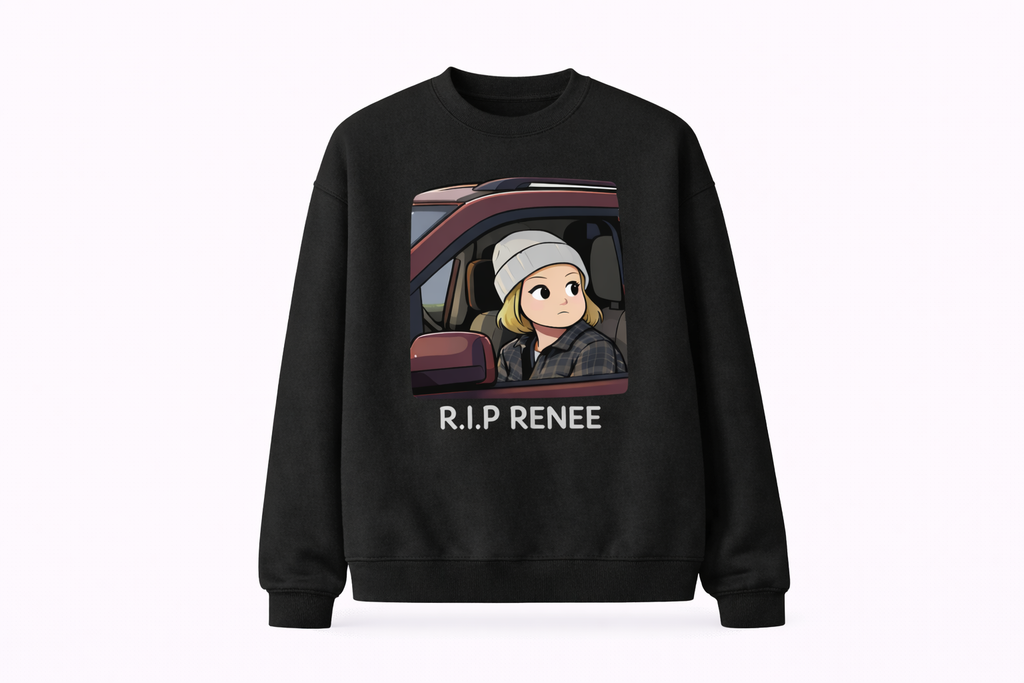 Casual Everyday Cotton-Feeling Crewneck Sweatshirt with R.I.P RENEE Graphic Print