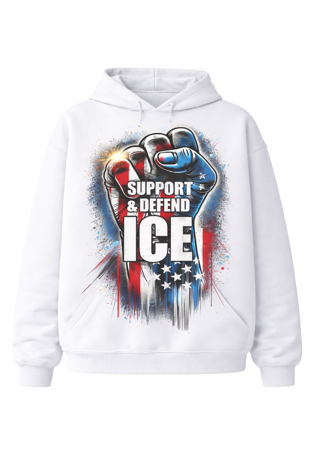 Purchase this loose-fitting sweatshirt and support the "Fight for Ice" I.C.E. series; the sweatshirt features a printed design.
