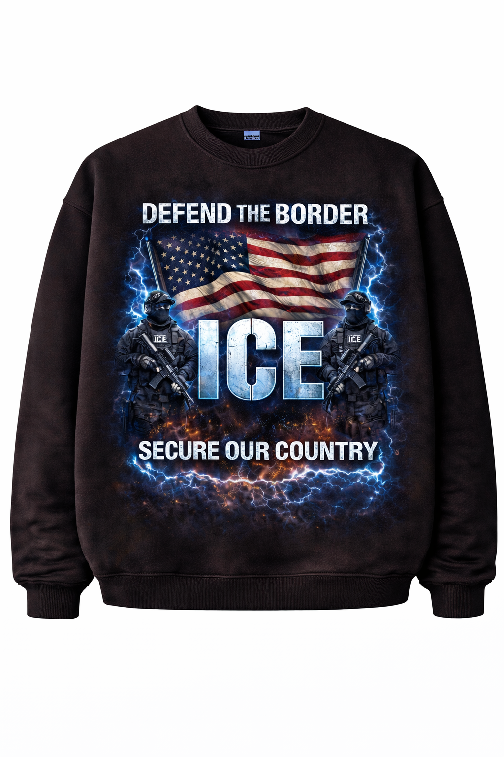 Purchase this loose-fitting sweatshirt and support the "Fight for Ice" I.C.E. series; the sweatshirt features a printed design.