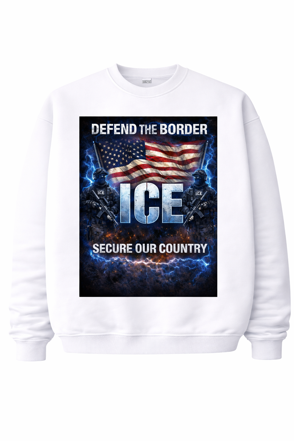 Purchase this loose-fitting sweatshirt and support the "Fight for Ice" I.C.E. series; the sweatshirt features a printed design.