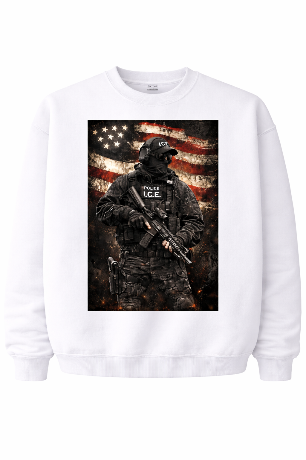 By purchasing this relaxed-fit sweatshirt, you'll be supporting the "Fight for Ice" I.C.E. series; this sweatshirt features a printed design.