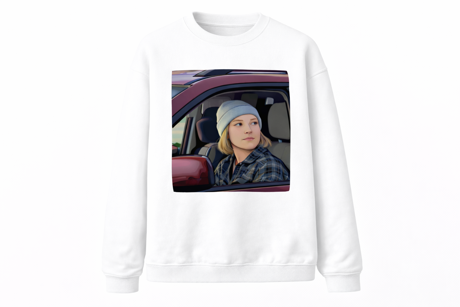 R.I.P RENEE Realistic Portrait Sweatshirt - Imitation Cotton Casual Round Neck Regular Fit Top