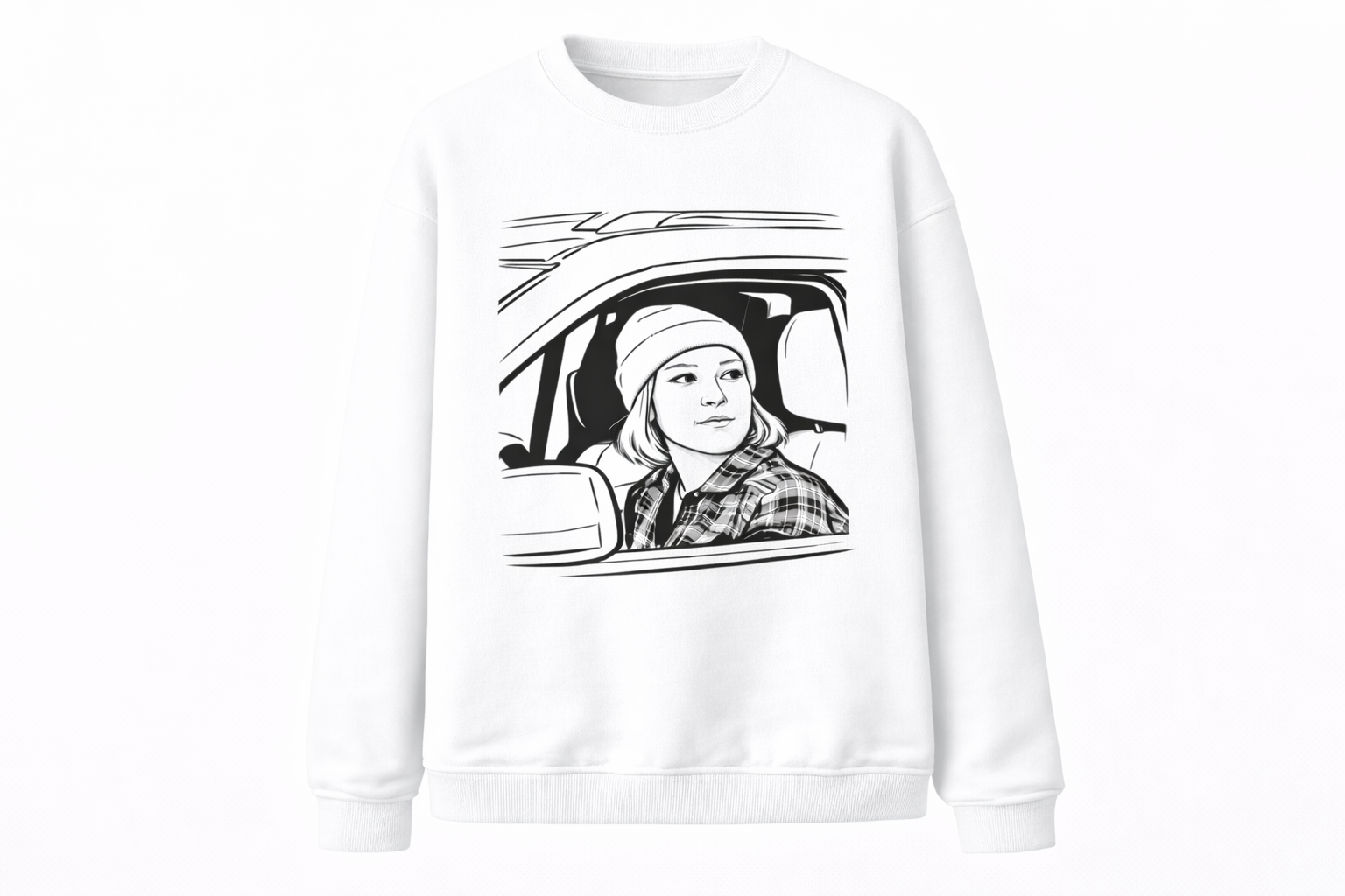 R.I.P RENEE Sketch-Style Portrait Hoodie - Faux Cotton Casual Crewneck Regular Fit Fashion Top