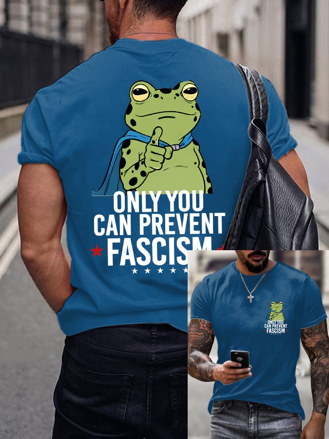 Men's ONLY YOU CAN PREVENT FASCISM Vintage Graphic Print T-Shirt