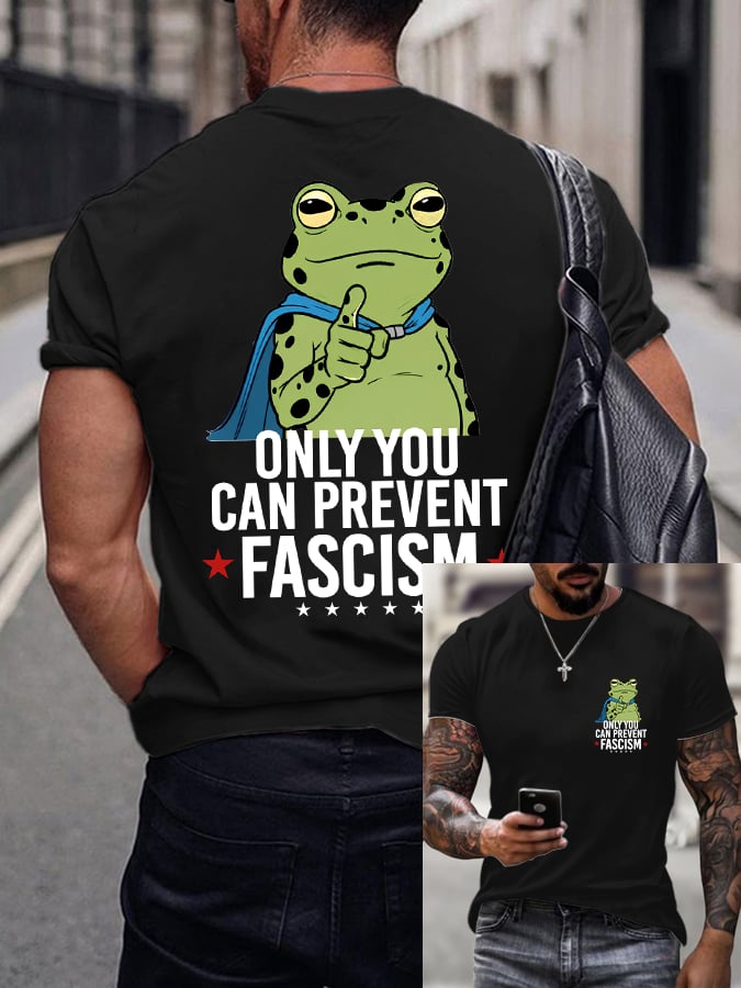 Men's ONLY YOU CAN PREVENT FASCISM Vintage Graphic Print T-Shirt