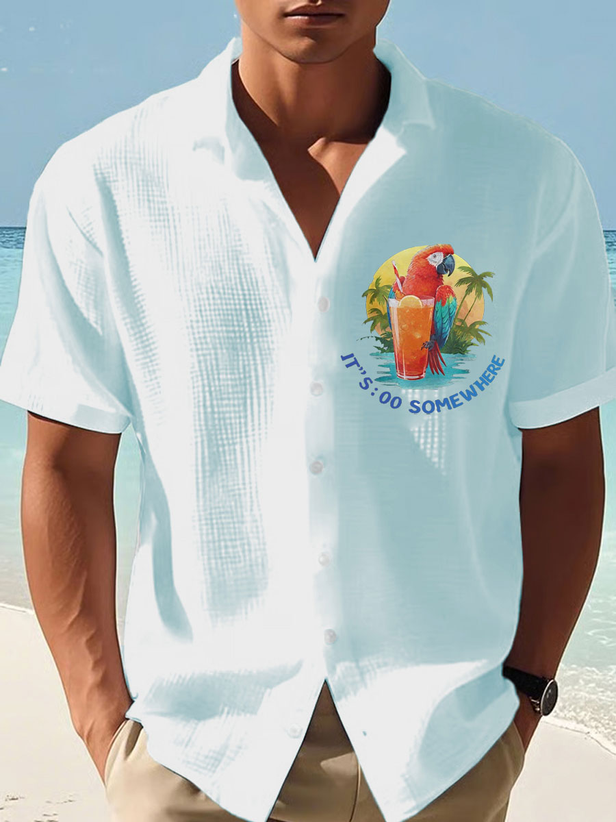 Men's Jimmy Buffett Day Printed Short Sleeve Shirt