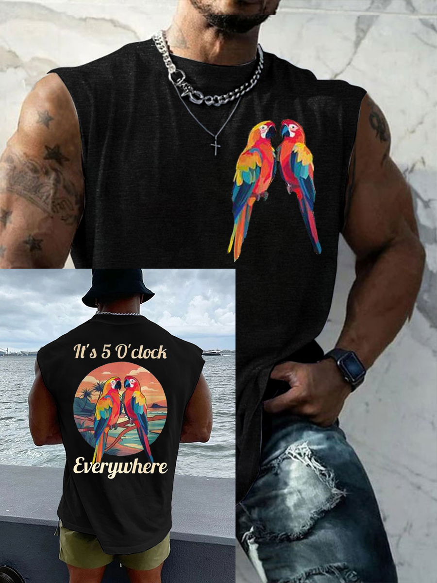 Men's It‘s 5 O'clock Everywhere Print Casual Vest