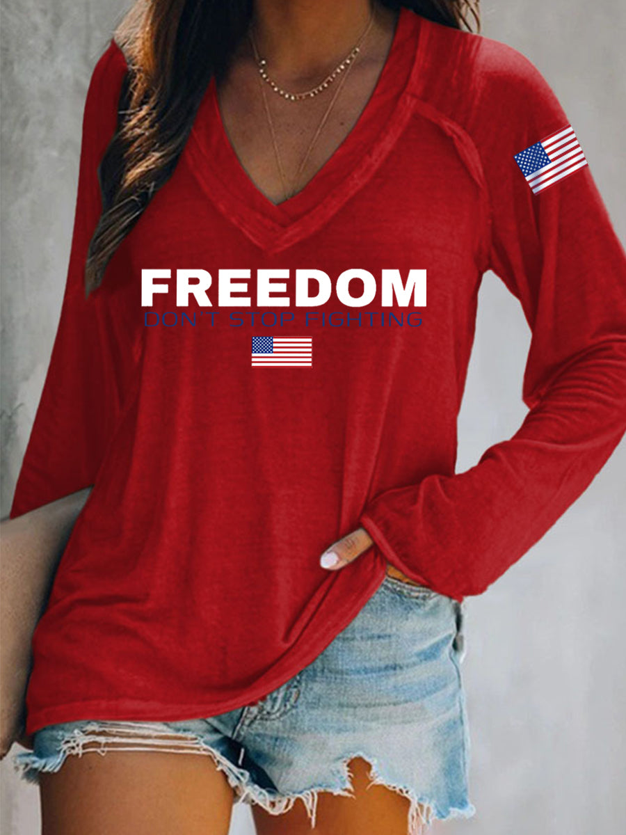 Women's Freedom Don't Stop Fighting R.I.P Charlie Kirk Long-Sleeve T-Shirt