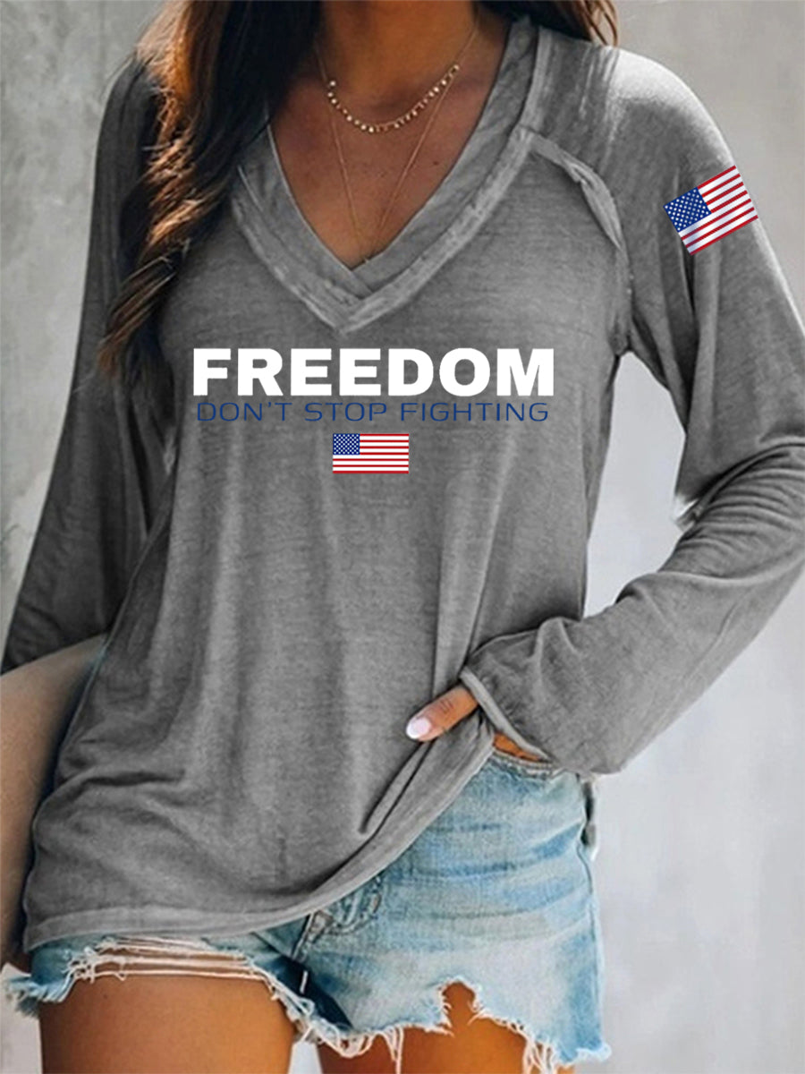 Women's Freedom Don't Stop Fighting R.I.P Charlie Kirk Long-Sleeve T-Shirt