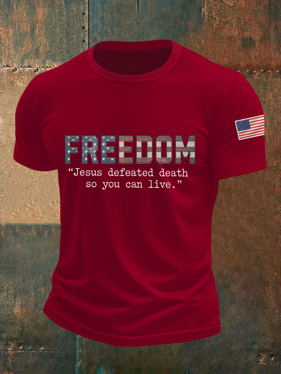 Men's Freedom Turning Point USA, Jesus Defeated Death So You Can Live R.I.P Charlie Kirk Tee