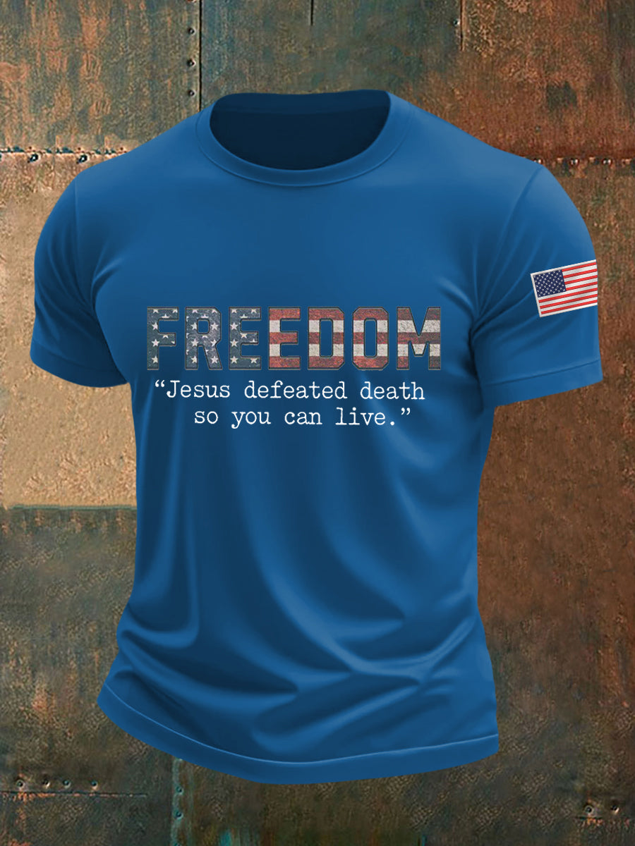 Men's Freedom Turning Point USA, Jesus Defeated Death So You Can Live R.I.P Charlie Kirk Tee