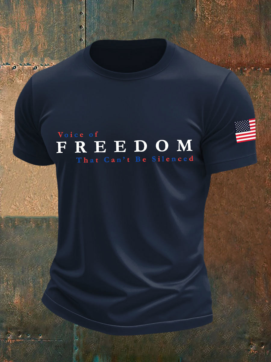 Men's Voice of Freedom Printed Casual T-shirt