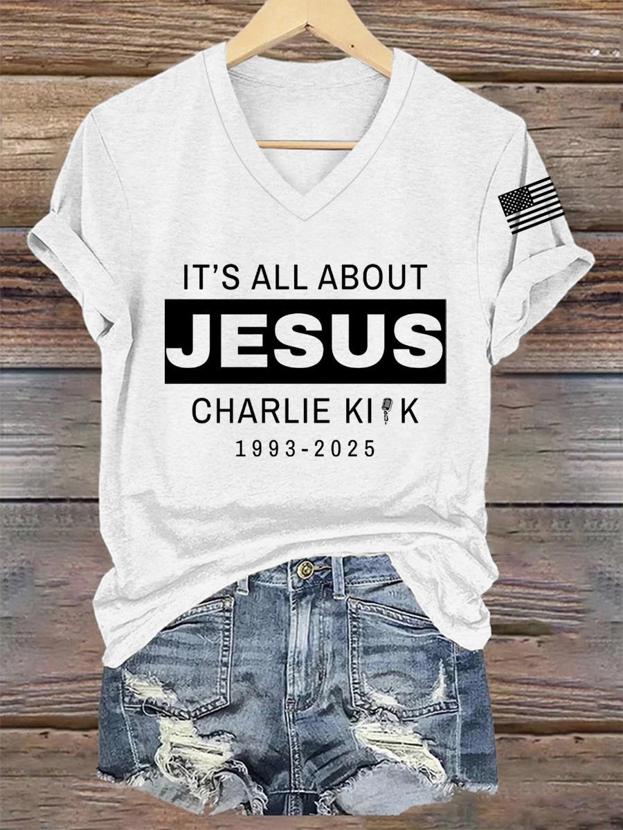 Women's It's All About Jesus R.I.P Charlie Kirk Tee