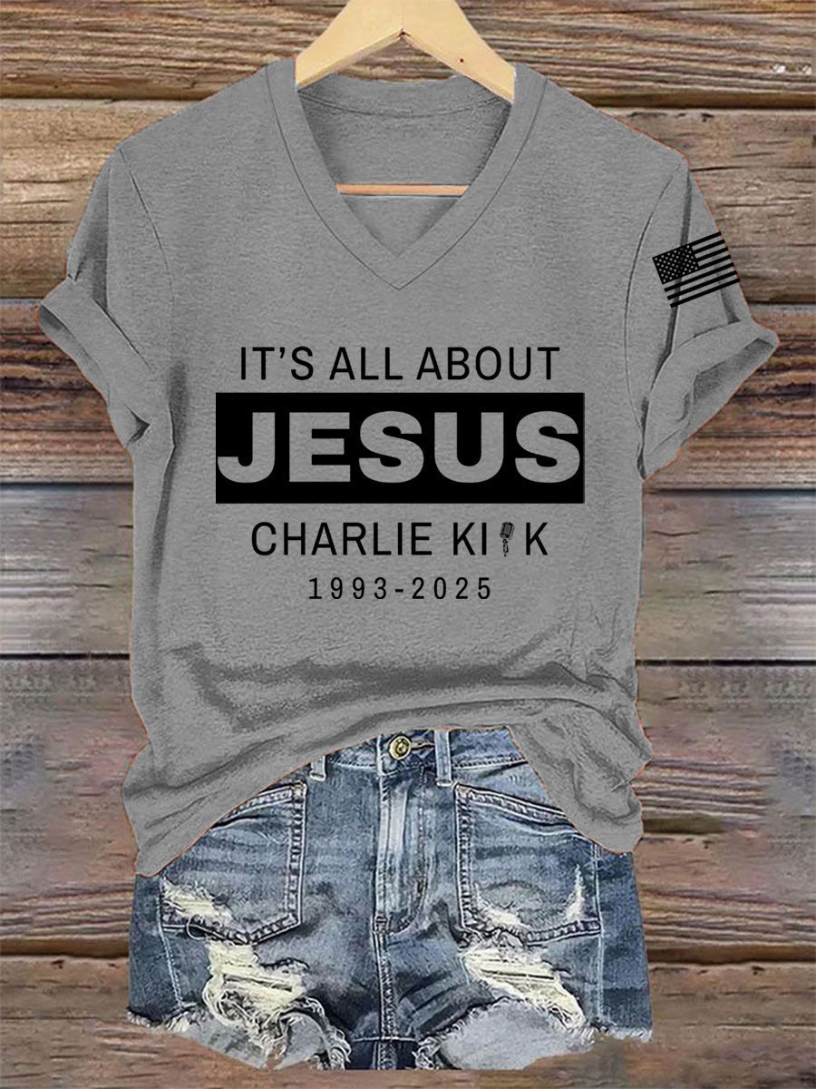 Women's It's All About Jesus R.I.P Charlie Kirk Tee