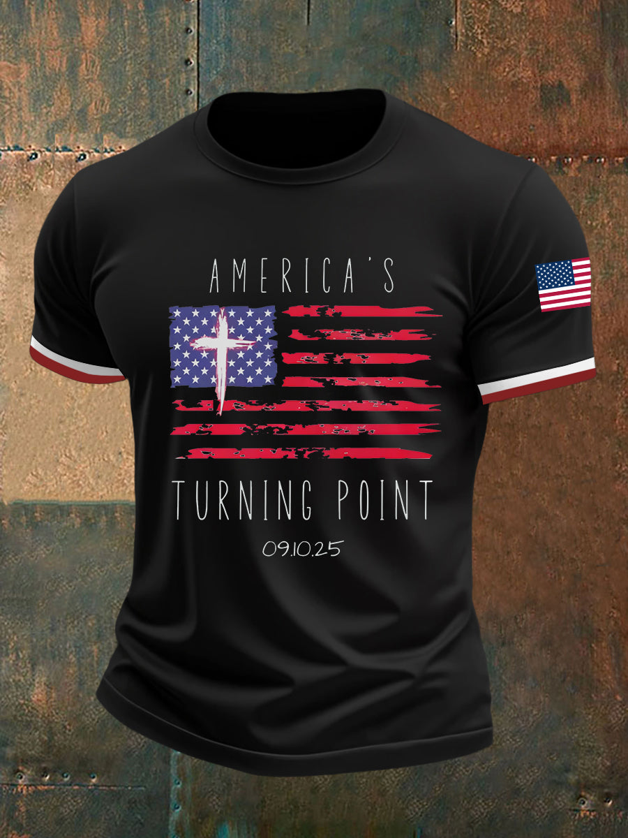 Men's Turning Point Flag Cross Short Sleeves T-shirt