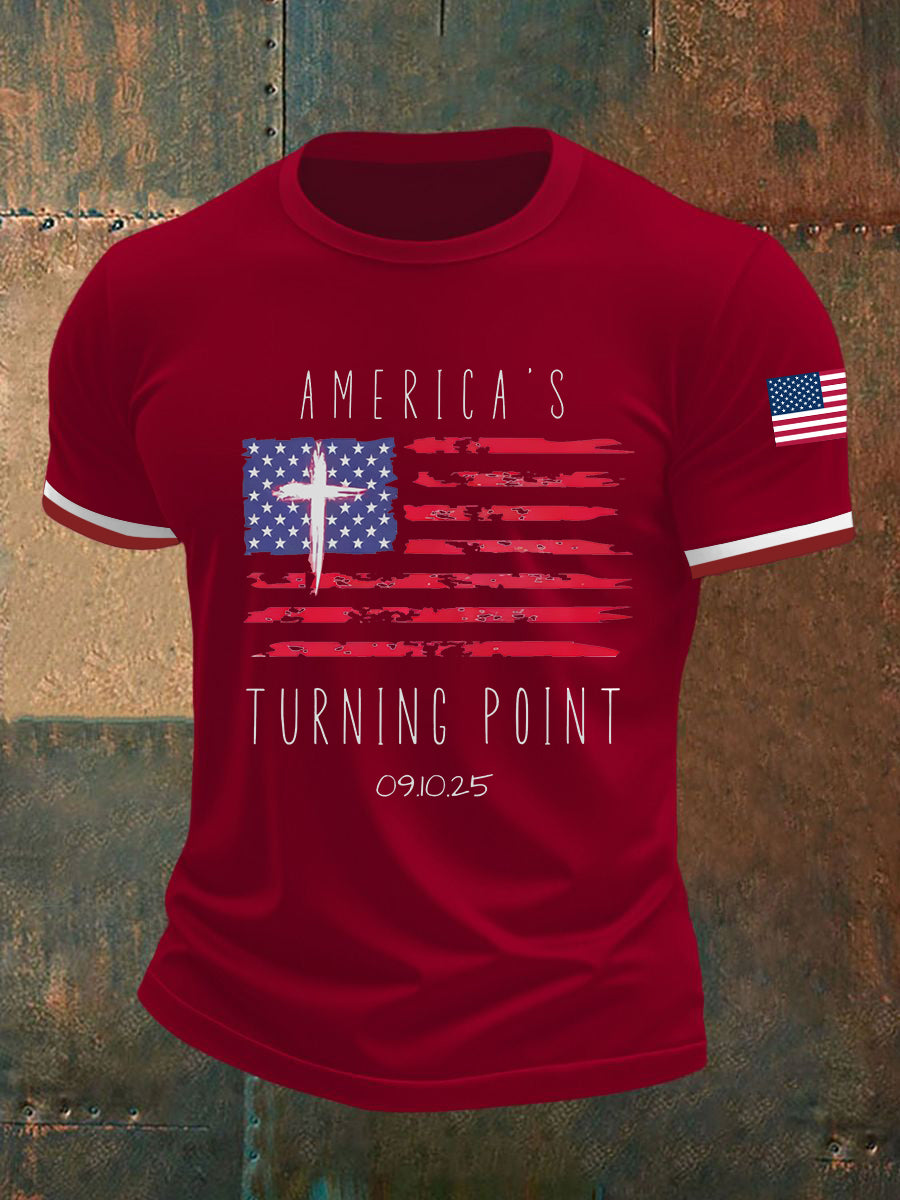 Men's Turning Point Flag Cross Short Sleeves T-shirt