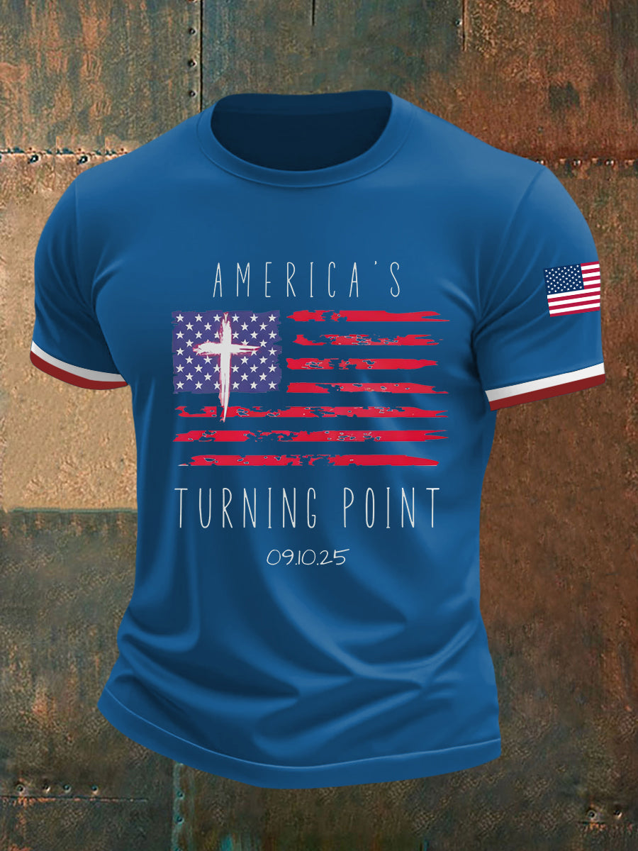 Men's Turning Point Flag Cross Short Sleeves T-shirt