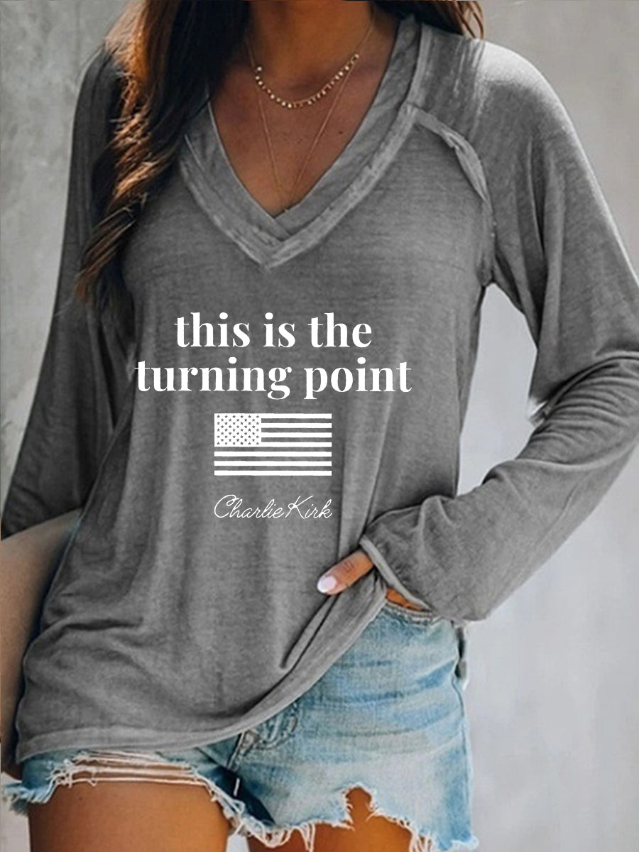 Women's patriotic  long sleeve t-shirt