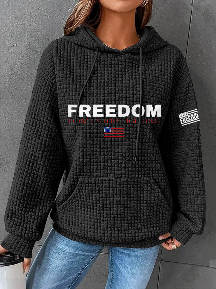 Women's Freedom Don't s Top Fighting R.I.P Charlie Kirk Waffle Hoodie