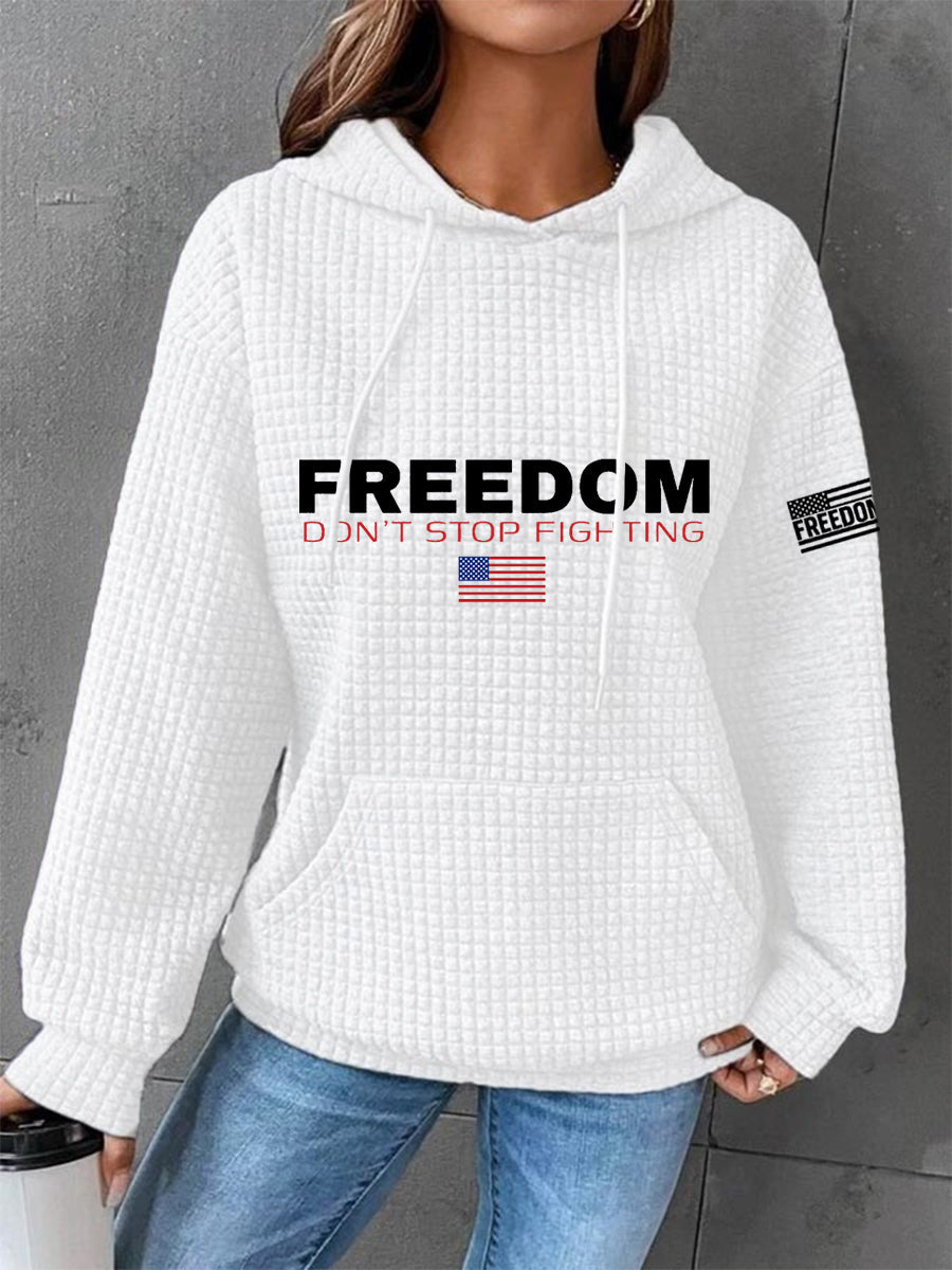 Women's Freedom Don't s Top Fighting R.I.P Charlie Kirk Waffle Hoodie