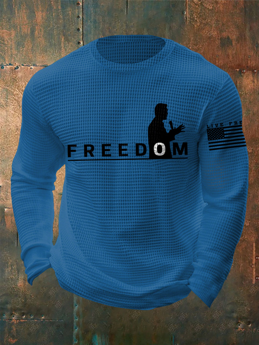 Men's Freedom Live Free Print Waffle Long Sleeve T-Shirt