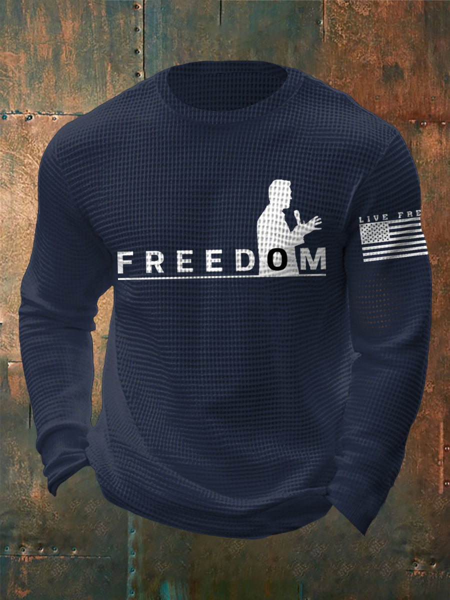 Men's Freedom Live Free Print Waffle Long Sleeve T-Shirt