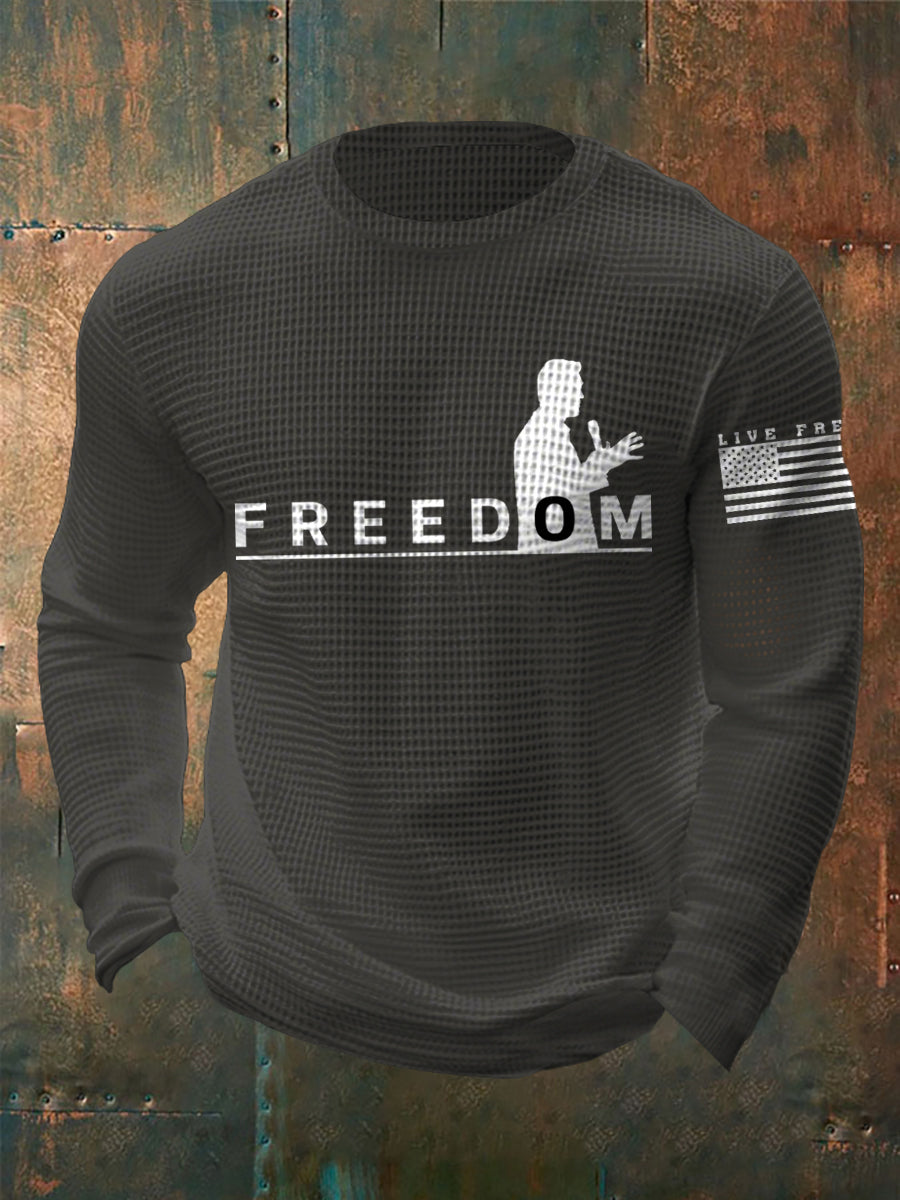 Men's Freedom Live Free Print Waffle Long Sleeve T-Shirt