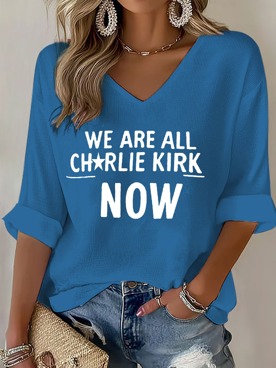 Women's Voice of Freedom Waffle Print Casual T-Shirt