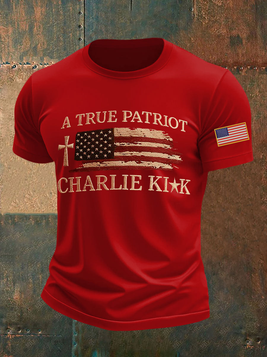 Men's A Ture Patriot Charlie Kirk Printed T-shirt