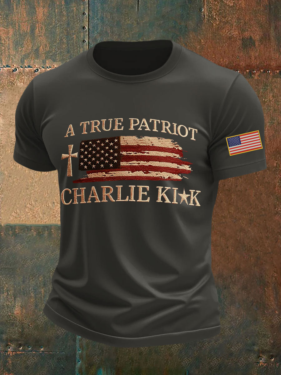 Men's A Ture Patriot Charlie Kirk Printed T-shirt