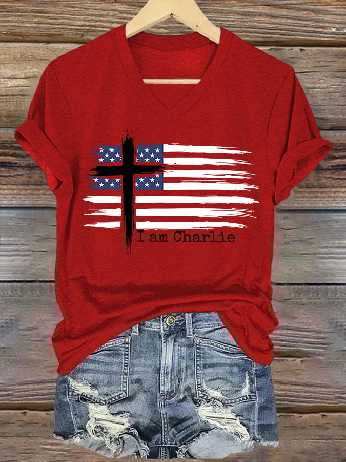 Women's I am Charlie Printed short-sleeved T-shirt