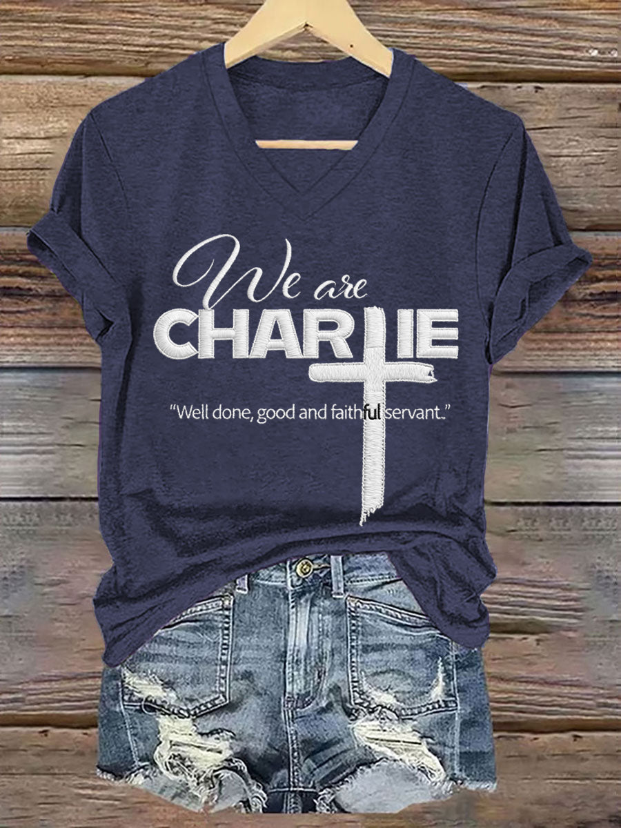 Women's We Are All Charlie Kirk Now! R.I.P Charlie Kirk V-Neck Tee