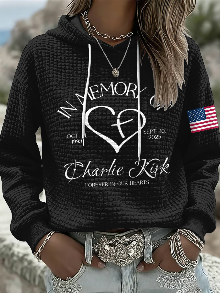 Women's Patriotic Charlie Kirk Memorial Shirt Long Sleeve Top