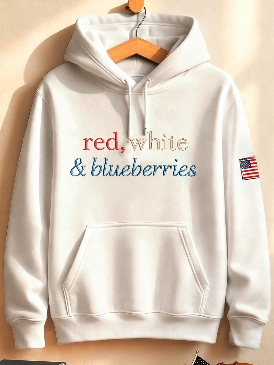 Unisex 'Red White & Blueberries' Loose Hooded Sweatshirt