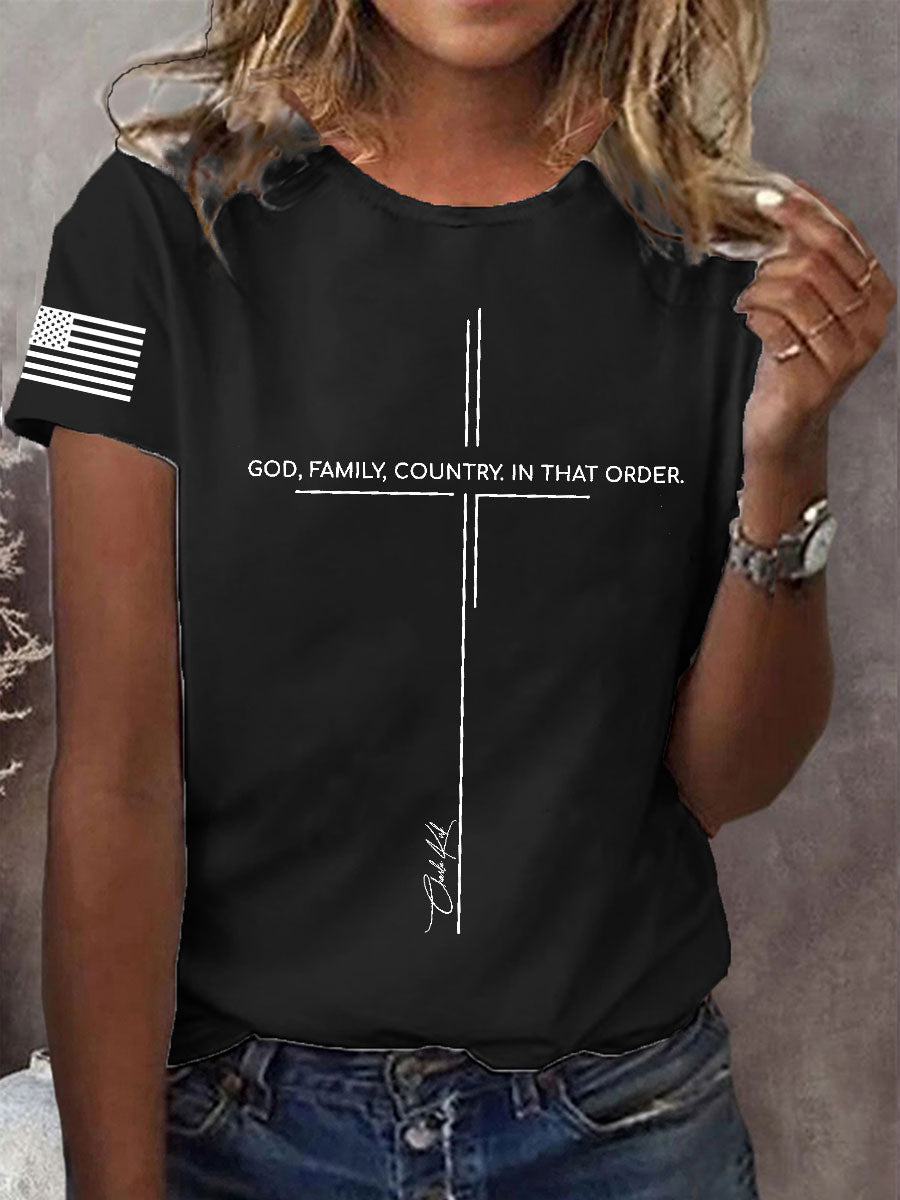 Women's God Family Country In That Order Short Sleeve T-Shirt