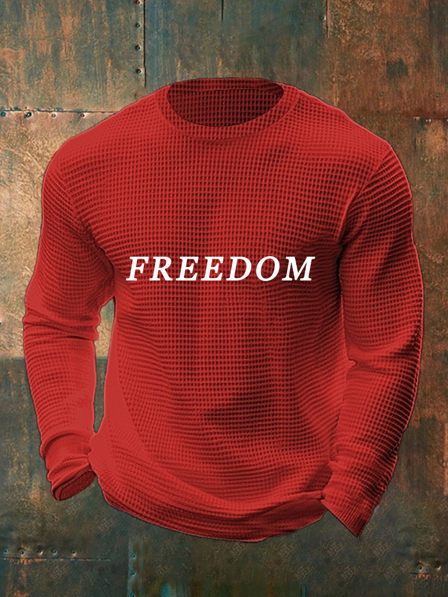 Men's God, Family, Country In That Order Charlie Kirk Print Waffle Long Sleeve Top