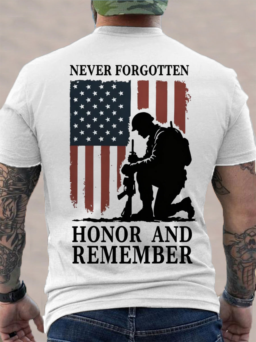 Men's Honor & Remember USA Veterans USA Flag Print Tee